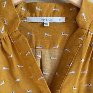 Fun2Fun Mustard Raccoon Print Blouse